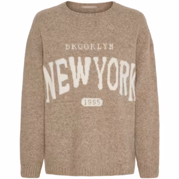 Stickad tröja - camel