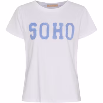 T-shirt med text - vit/blå