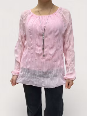 Blus med halsband - rosa
