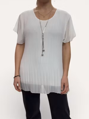 Blus med halsband - vit