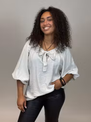 Blus med knyt - beige