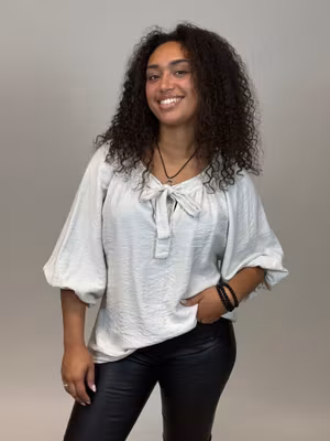 Blus med knyt - beige