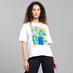 T-shirt Vadstena Cottage Flowers White