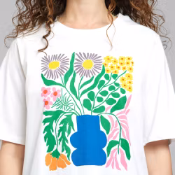 T-shirt Vadstena Cottage Flowers White