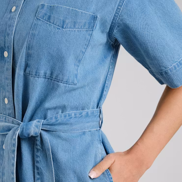 Shirt Dress Rip Denim Light Blue