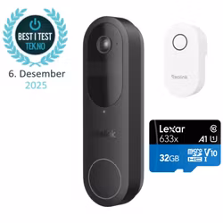 Reolink video ringeklokke (Batteri) (Best i test) komplett pakke med minnekort og Chime