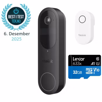 Reolink video ringeklokke (Batteri) (Best i test) komplett pakke med minnekort og Chime