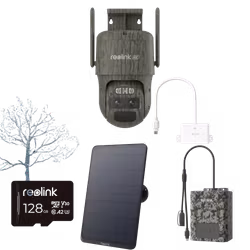 Reolink Trackmix 4G PAKKE ink 12 w solcelle, Batteripakke og 128 gb minnekort