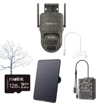 Reolink Trackmix 4G PAKKE ink 12 w solcelle, Batteripakke og 128 gb minnekort