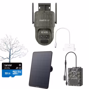 Reolink Trackmix 4G PAKKE ink 12 w solcelle, Batteripakke og 32 gb minnekort