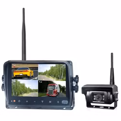 7" trådløs quadt HD skjerm med Trådløst Ryggekamera med lukker og varme på 12/24volt (PAKKE)