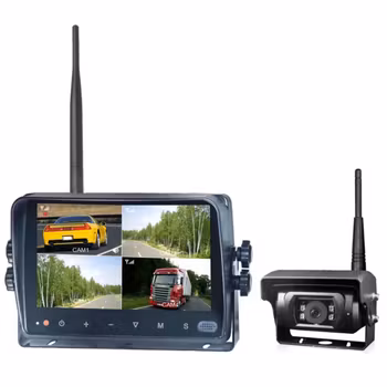 7" trådløs quadt HD skjerm med Trådløst Ryggekamera med lukker og varme på 12/24volt (PAKKE)