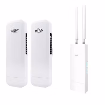 Nettverksbro mellom bygg. "Kjappest" (opptil 867Mbps) opptil 5km rekkevidde ink Cudy sender i bygg nr 2