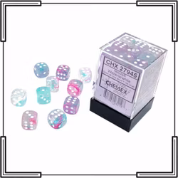 Chessex - Nebula Wisteria/white Luminary 12mm d6 Dice Block (36 dice)