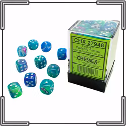 Chessex - Festive Waterlily/White 12mm D6 Dice Block (36 Dice)