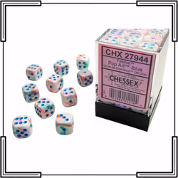 Chessex - Festive Pop Art/Blue 12mm D6 Dice Block (36 Dice)
