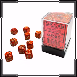 Chessex – Scarab Scarlet/Gold 12mm D6 Dice Block (36 Dice)