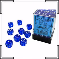 Chessex - Translucent Blue/White 12mm D6 Dice Block (36 Dice)