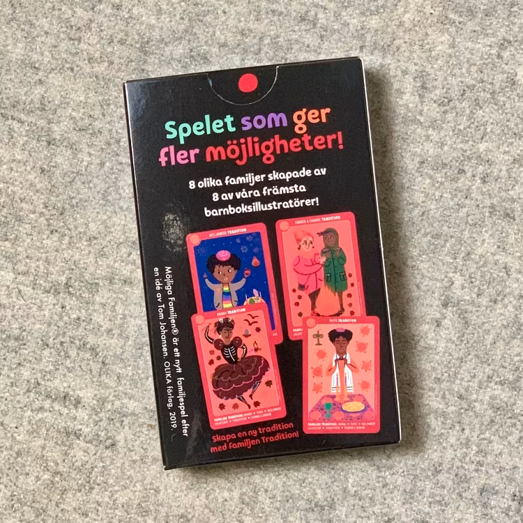 Möjliga familjen, inkluderande sällskapsspel. Leksaker med mångfald för barn. Svanenmärkt spel.