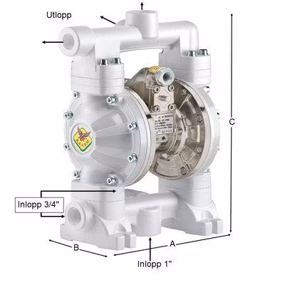 Membranpump 1/2" Polypropylen - Hytrel 60 l/min