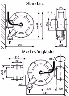 Slangupprullare diesel 10bar 25x35mm 10m
