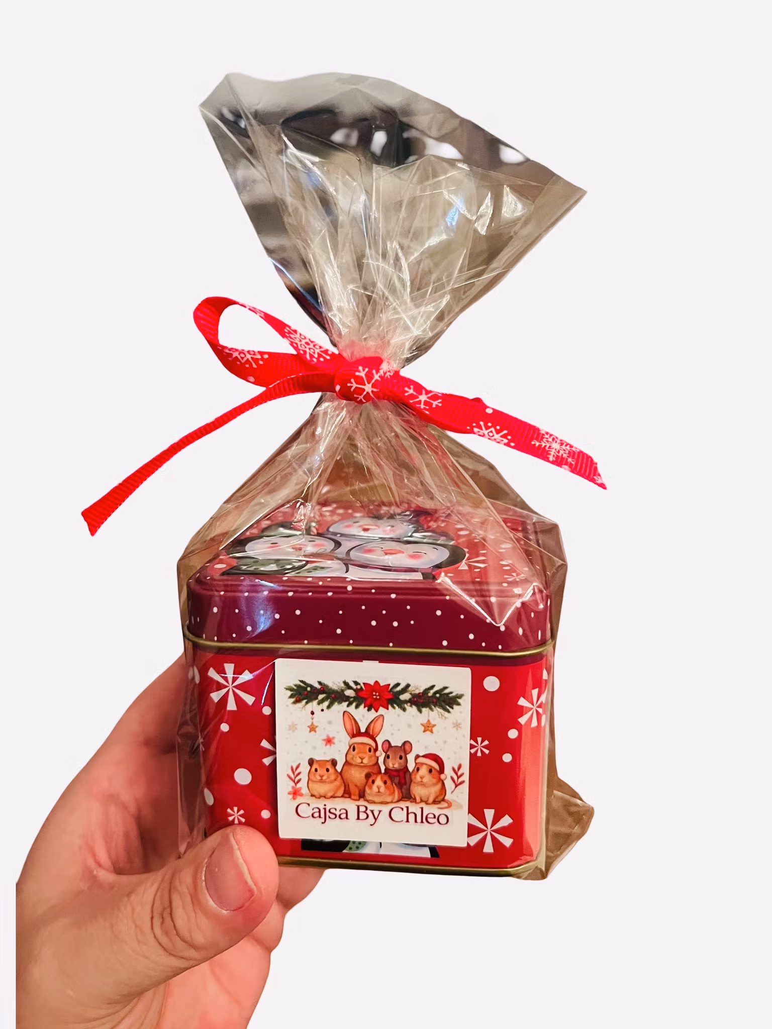 Juleboks – Blomsterblanding i metallboks (med Whimzees XS)