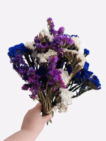 Statice blomsterbukett XL – lilla/hvit mix (80 g)