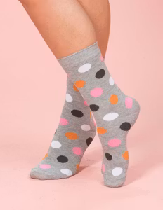 Trofé bomull ankelsocka 3-pack 01402 grå/prick
