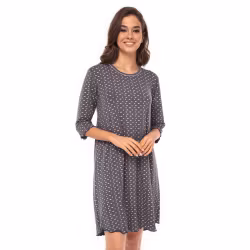 Lady Avenue 3/4 Nightdress 81-1071 Graphite/ Rose 323