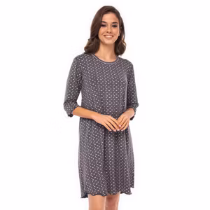 Lady Avenue 3/4 Nightdress 81-1071 Graphite/ Rose 323