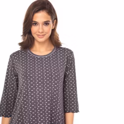 Lady Avenue 3/4 Nightdress 81-1071 Graphite/ Rose 323