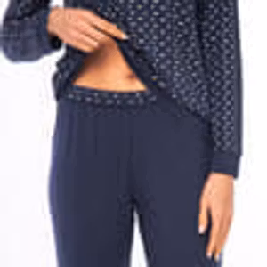 Lady Avenue pyjamas Bamboo 81-1072 Indigoblå/camel