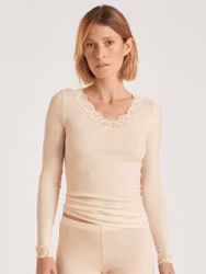 Calida långärm topp Silky Wool Joy 15999 821 light macadamia