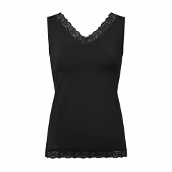 Avet linne med spets microfiber 75642 svart