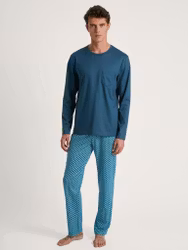 Calida herrpyjamas lång 47286 Relax imprint 577 legion blue