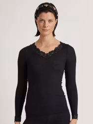 Calida topp Silky wool joy long sleeve 15999 svart 996