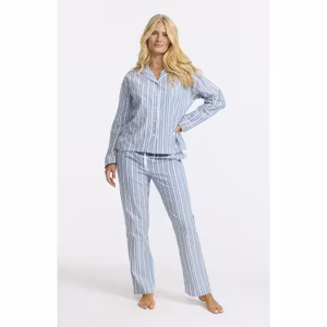 Damella pyjamas i vävd bomull 70010 blå/vit