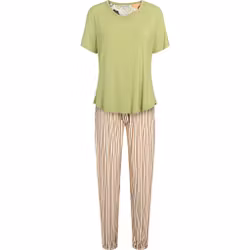 Lady Avenue pyjamas Bamboo 62-710 Mocca/kiwi randig 648