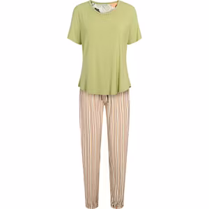 Lady Avenue pyjamas Bamboo 62-710 Mocca/kiwi randig 648