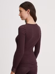 Calida topp Silky wool joy long sleeve 15652 / black cherry 227