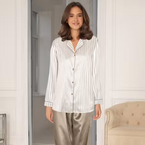 Lady Avenue pyjamas Satin  49-3010 1093 Moon/white