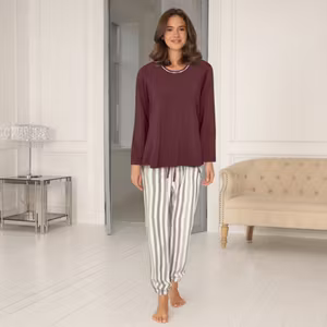 Lady Avenue pyjamas Bamboo/flanell 84-1016 plum 221