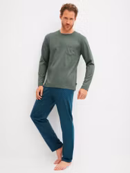 Calida herrpyjamas lång Relax Imprint 47387 laurel green  618