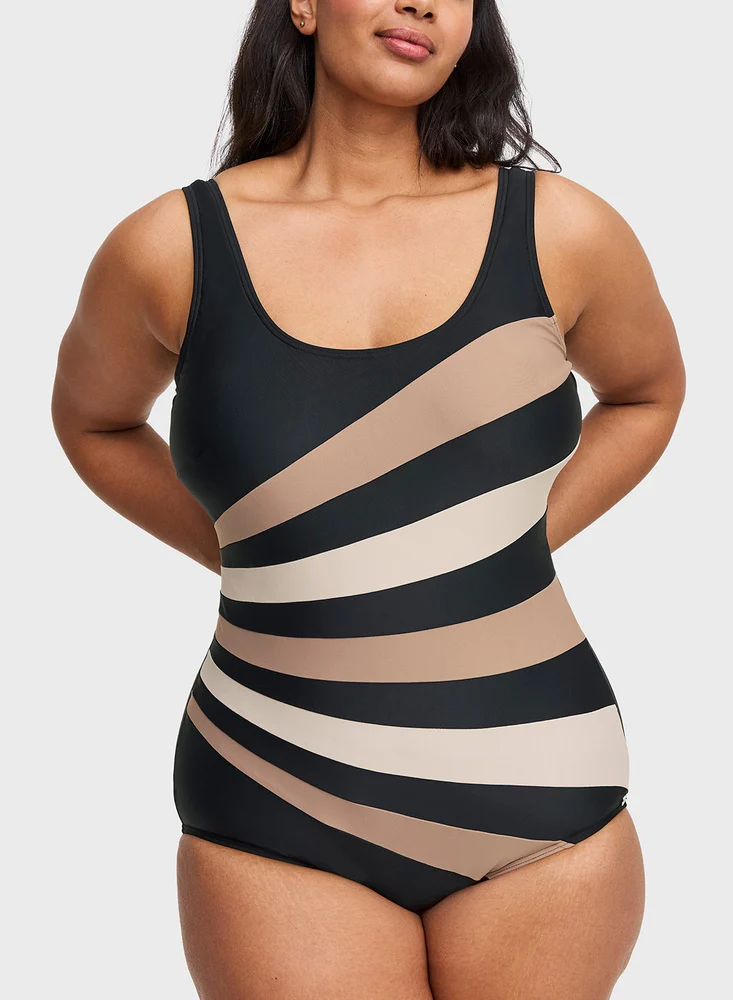 Swegmark baddräkt Action 100199 / 9260 svart/nougat/beige