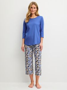 Calida pyjamas Flower Dreams 43538 7/8 byxa 3/4 ärm 465 deep cobalt