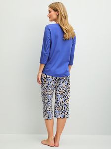 Calida pyjamas Flower Dreams 43538 7/8 byxa 3/4 ärm 465 deep cobalt