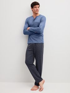 Calida herrpyjamas lång Relax Imprint 47686 475 coastal fjord