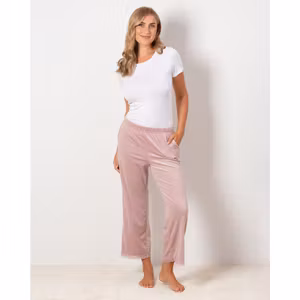 Trofé byxa 7/8 i soft velour 56221 / rosa 5200