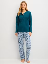 Calida pyjamas Midnight Flower 40058 / 520 dark petrol