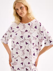 Nanso big shirt Unelias 29747 vit/plommen 3670